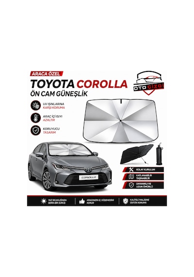 Toyota Corolla Tip Ön Cam Güneşliği Katlanabilir Uv Korumalı Araç Cam Güneşlik