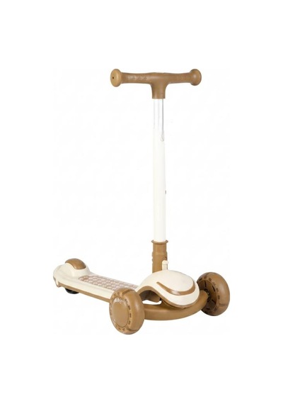 3 Tekerlekli Led Işıklı Müzikli Katlanabilir Boyu Ayarlanabilir 3 Yükseklik Ayarlı Çocuk Scooter'ı Kahverengi