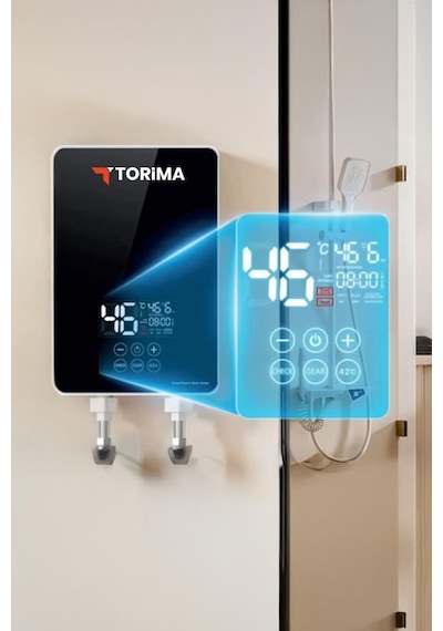Şofben Elektrikli Su Isıtıcı 7000w Banyo Mutfak Tipi Duvara Monte Su Isıtıcısı Wh01 Siyah