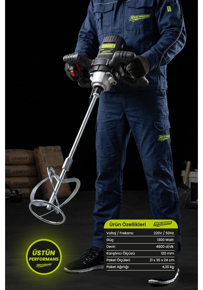 Reschmann R-JL1636 1300W Boya Karıştırıcı Alçı Karıştırıcı