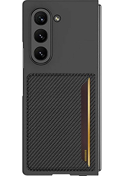 Galaxy Uyumlu Z Fold 6 Karbonfiber Arka Yüzey Kartlıklı Z-kart Kıpta Sert Kılıf