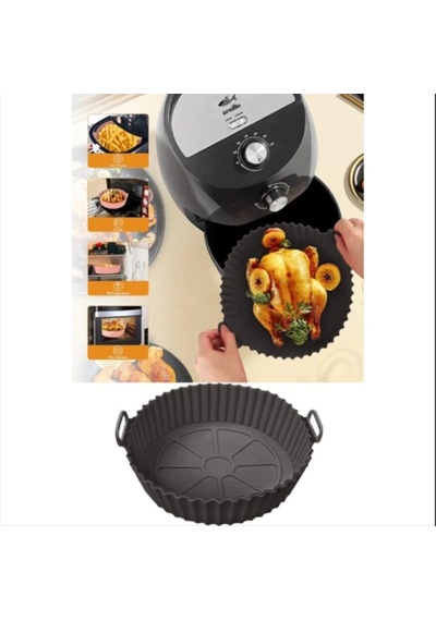 Tüm Airfryerlara Uyumlu Antrasit Renk Silikon Pişirme Kabı - Airfryer Silikon Kap - Bpa Free-1 Adet Diğer