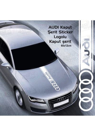 Audi İçin Uyumlu Aksesuar Oto Kaput Şerit Sticker Beyaz 60 12 Cm
