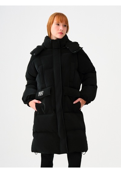 Loose Fit Kadın Mont Siyah