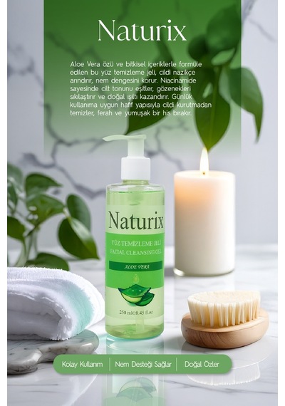 Naturix Aloe Vera Özlü Canlandırıcı Yüz Temizleme Jeli 250 ML