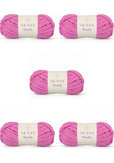 Sensy Woolly 5 Adet El Örgü İpi Atkı Bere Şapka İp Panço İpi Hırka İpliği Örgü İpi Pembe