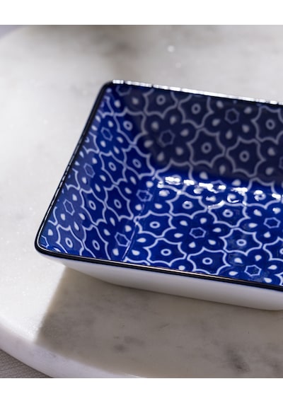 Reve Bleu Mais Kare Tabak - 12 Cm - Mavi/beyaz 8684427225738 Çok Renkli