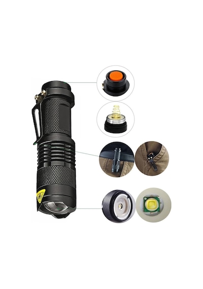 Mini Güçlü Şarjlı Pilli El Feneri Wt-304 Çokrenkli