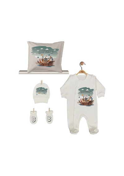 Pia Baby Gl 1947-02 İsme Özel Beşli Tulum Set Krem