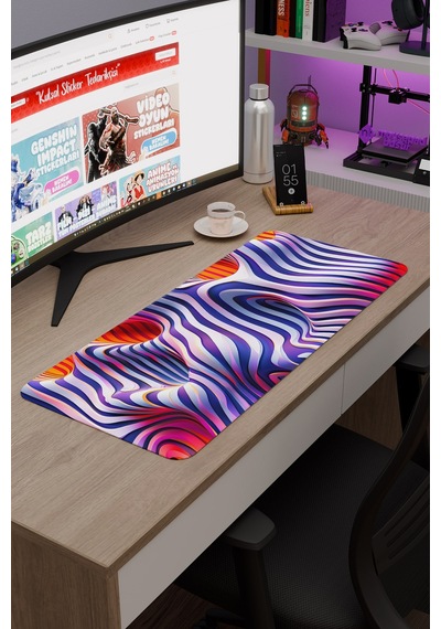 Realistik Çizgi Kaymaz Dikişli Kauçuk Oyuncu Mousepad V2 - 70x30 Xl Gaming Mouse Pad Fare Altlığı