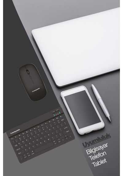 Sprange Tablet Ve Telefonlar İçin Bluetooth - Wireless Klavye Ve Mouse Set - Siyah Optik