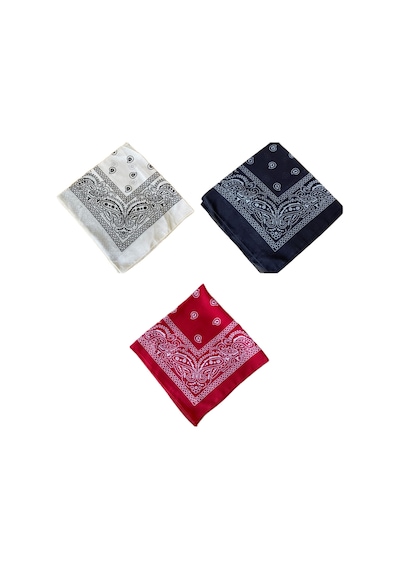 Pamuklu Klasik Desen Unisex 3lü Bandana Seti Renkli Bandana Etnik Desenli A Kalite Bandana Bej - Krem