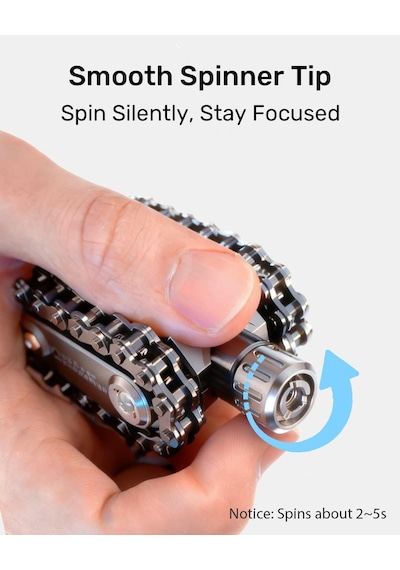 Edc Yeni Nesil Stres Çarkı: Zincir Mekanizmalı Tank Fidget Silver