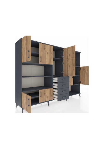 Hyperion Dolap 10 Raflı 4 Çekmeceli 8 Kapaklı 220x44x163 Antrasit Antrasit-çam/antrasit Hyperion Dolap 10 Raflı 4 Çekmeceli 8 Kapaklı 220x44x163 Antrasit Antrasit-çam/antrasit
