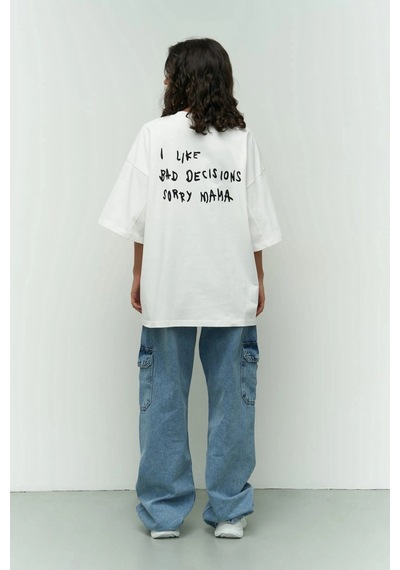 I Like Mama Beyaz Oversize Beyaz