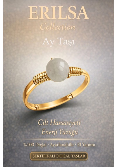 Sertifikalı Cilt Hassasiyeti  Yüzüğü Ay Taşı Ayarlanabili Çok Renkli
