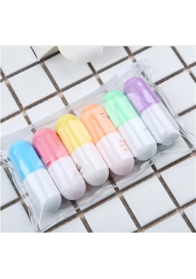 Kapsül Pastel Renkler İşaretleme Kalemi 6'lı Set 1122 Çok Renkli