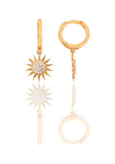 Gümüş Rose Zirkon Taşlı Güneş Küpe N11.48485
