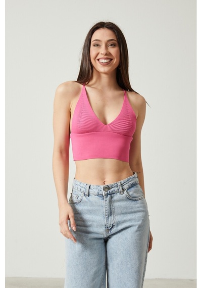 Twenty3 Kadın Super Crop Sırt Detaylı Triko Büstiyer Bluz 001