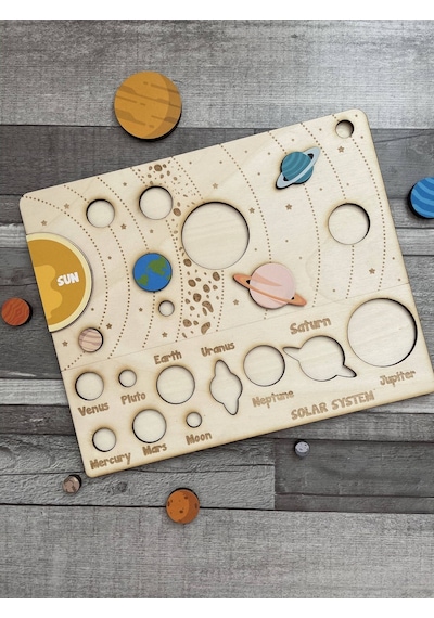Ahşap Montessori Solar Sistem Gezegenler Yapbozu