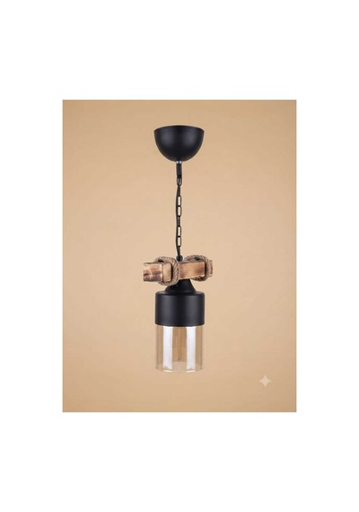 H-acraft Otantik Ahşap 1'li Model Avize Siyah