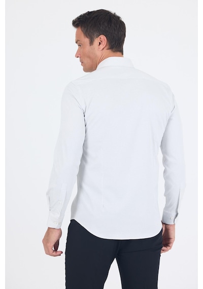 İmza Beyaz Uzun Kol Sert Yaka Cepsiz Easy To Iron Slim Fit Esnek Gömlek 1004250233 Beyaz