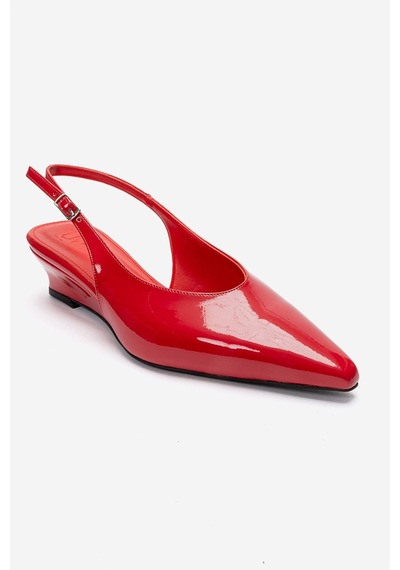 Luvishoes Rosella Kırmızı Rugan Mini Dolgu Kadın Topuklu Ayakkabı