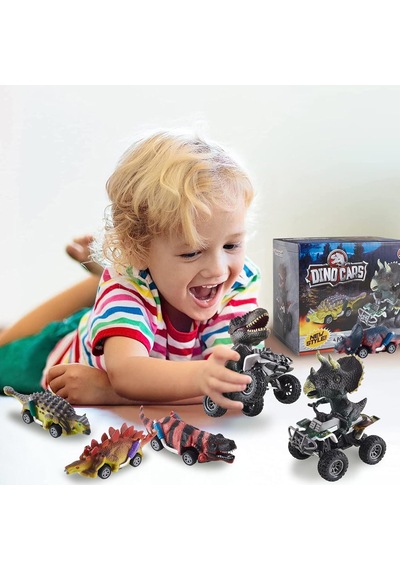 Çek Bırak Dinozor Atv Motor Oyuncak Araba 6 Lı Set