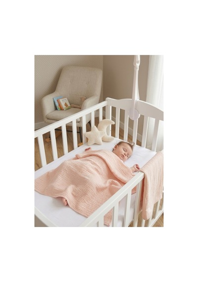 4 Katlı Müslin Bebek Battaniyesi 90x90 Cm - Bebek Örtüsü & Yeni Doğan Kundak - Somon Pembe - 889559856 Pembe