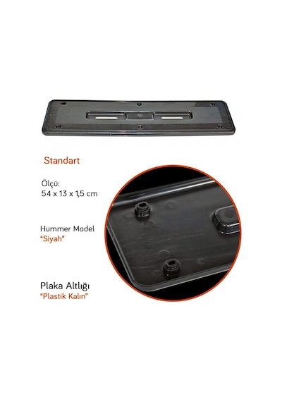 Nyf Urf1-011 Hummer Plaka Altlığı Plastik Siyah Kalın 2 Li