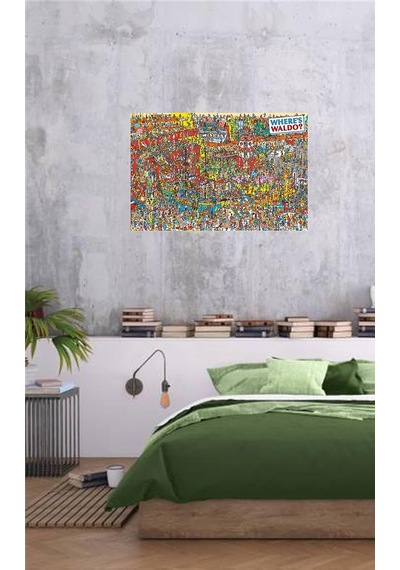 Lexroo Poster Where's Waldo Visual Challange 36x24 Sanatsal Baskı Poster, Çok Renkli 241425