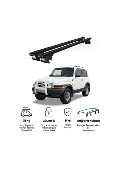 Venüs Ssangyong Korando 3d 1997-2005 Uyumlu Siyah Ara Atkı Port Bagaj Tavan Barı