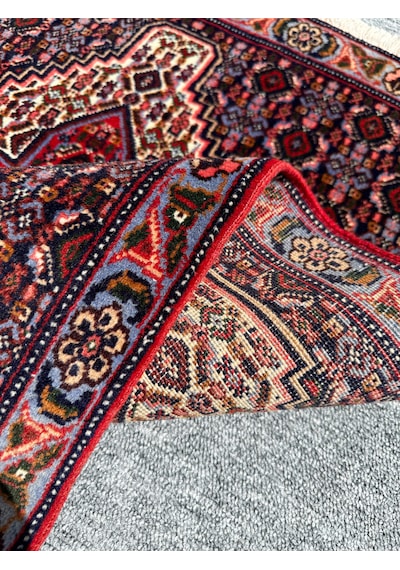 El Dokuma İran Halısı 73x103 Bordo Mavi Kök Boya Halı Bordo