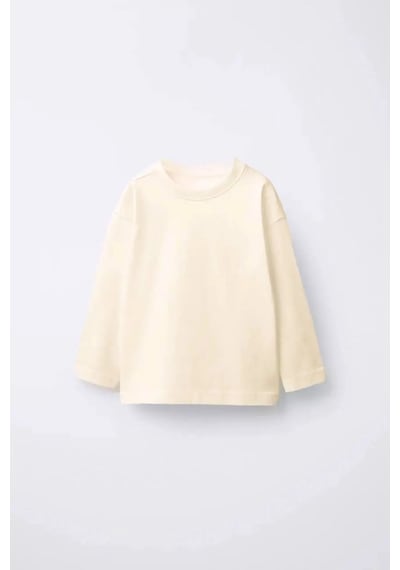 Poala Kids Bej Uzun Kol Basic Tshirt