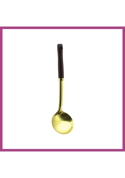 Gees Global Metal Servis Kepçe Ahşap Saplı 35cm Altın Gbzs