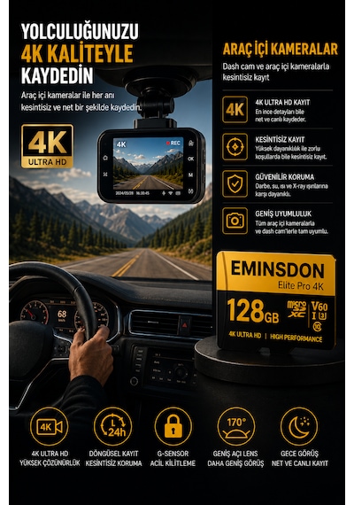 Elite Pro 128gb Hafıza Kartı 4k Drone Araç Aksiyon Telefon Ev Kamerasıyla Uyumlu