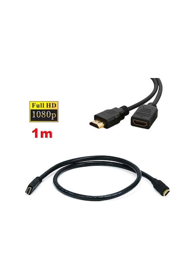 1 metre hdmi dişi erkek uzatma kablo