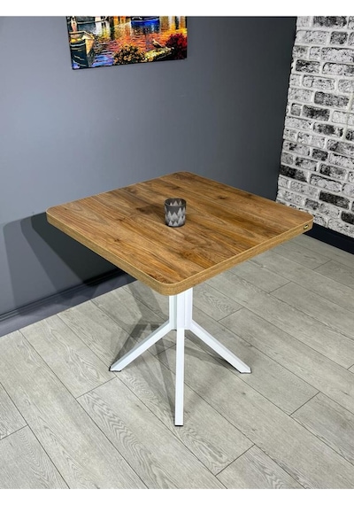 Tepe Ceviz Beyaz Mutfak Yemek Masası Balkon Masası Kavisli Köşe Beyaz Ayak 70 Cm Tepe Ceviz Beyaz Mutfak Yemek Masası Balkon Masası Kavisli Köşe Beyaz Ayak 70 Cm