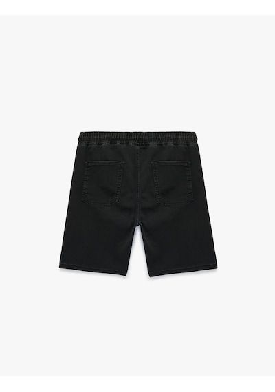 Koton Beli Bağcıklı Cep Detaylı Denim Bermuda Şort Siyah 6sam40039nd