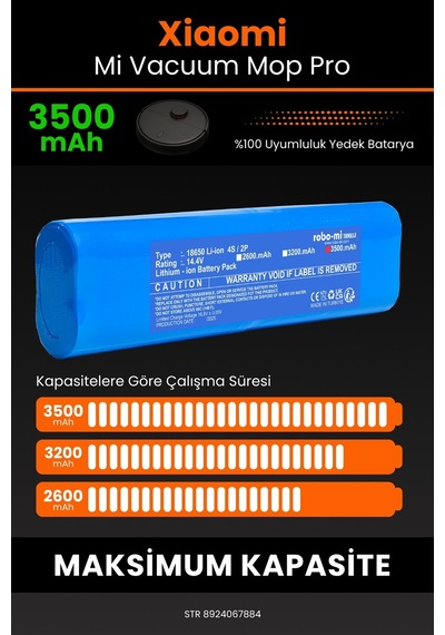 Xiaomi Mop Pro STYTJ02YM 3500mAh Robot Süpürge Bataryası