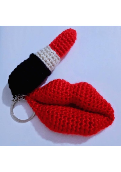 Amigurumieggman Dudak ve Ruj Şeklinde Anahtarlık Aksesuar
