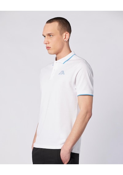 Kappa Flu Tur Erkek Beyaz-mavi Regular Polo Yaka Tişört