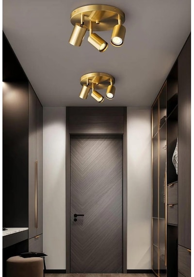 Mylights Eskitme Kaplama Beşli Led Spot Avize 35 Cm Kasa Panasonıc Günışığı Ampulü Eskitme