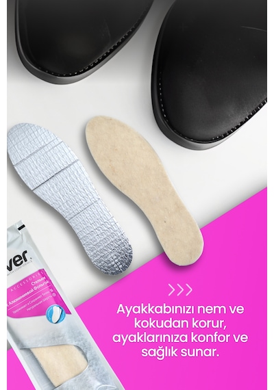Silver Isı Koruyucu Keçe Ayakkabı Tabanlığı - Naturel Kışlık Taban 35-45
