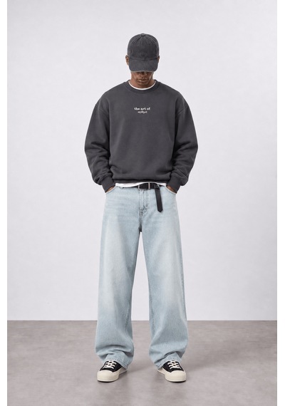 Respire Erkek The Art Of Patch Detaylı Oversize Sweatshirt Füme