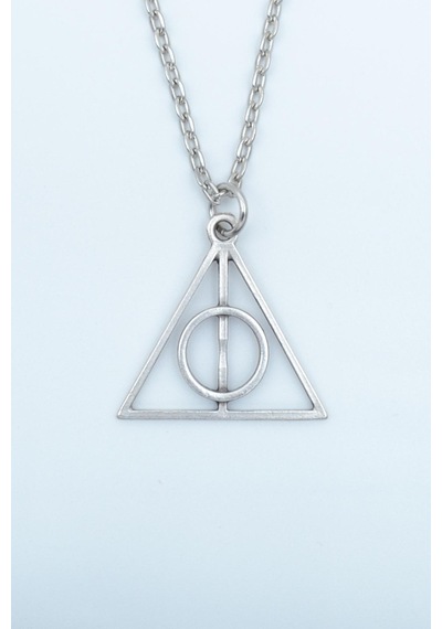 Harry Potter Ölüm Yadigarları Üçgen Düz Zincir Kolye Gümüş