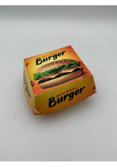 Baskılı Hamburger Kutusu 12,5x12,5x9 Cm 100 Adet