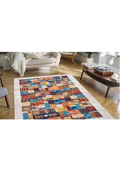 Piksel Halı Multi Patchwork Dijital Baskı Halı Çok Renkli