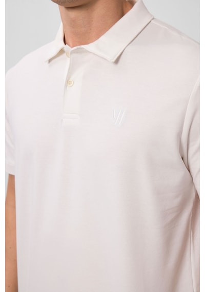 Tommylife Tommy Life Ekru Basic Göğüs Logolu Standart Kalıp Triko Polo Yaka Erkek T-shirt - 87768 Ekru