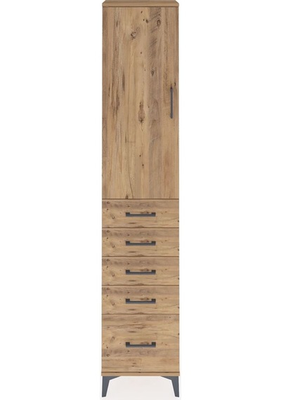 Arges Dolap 2 Raflı 5 Çekmeceli Tek Askılı 44x30x221 Çam-çam Çam